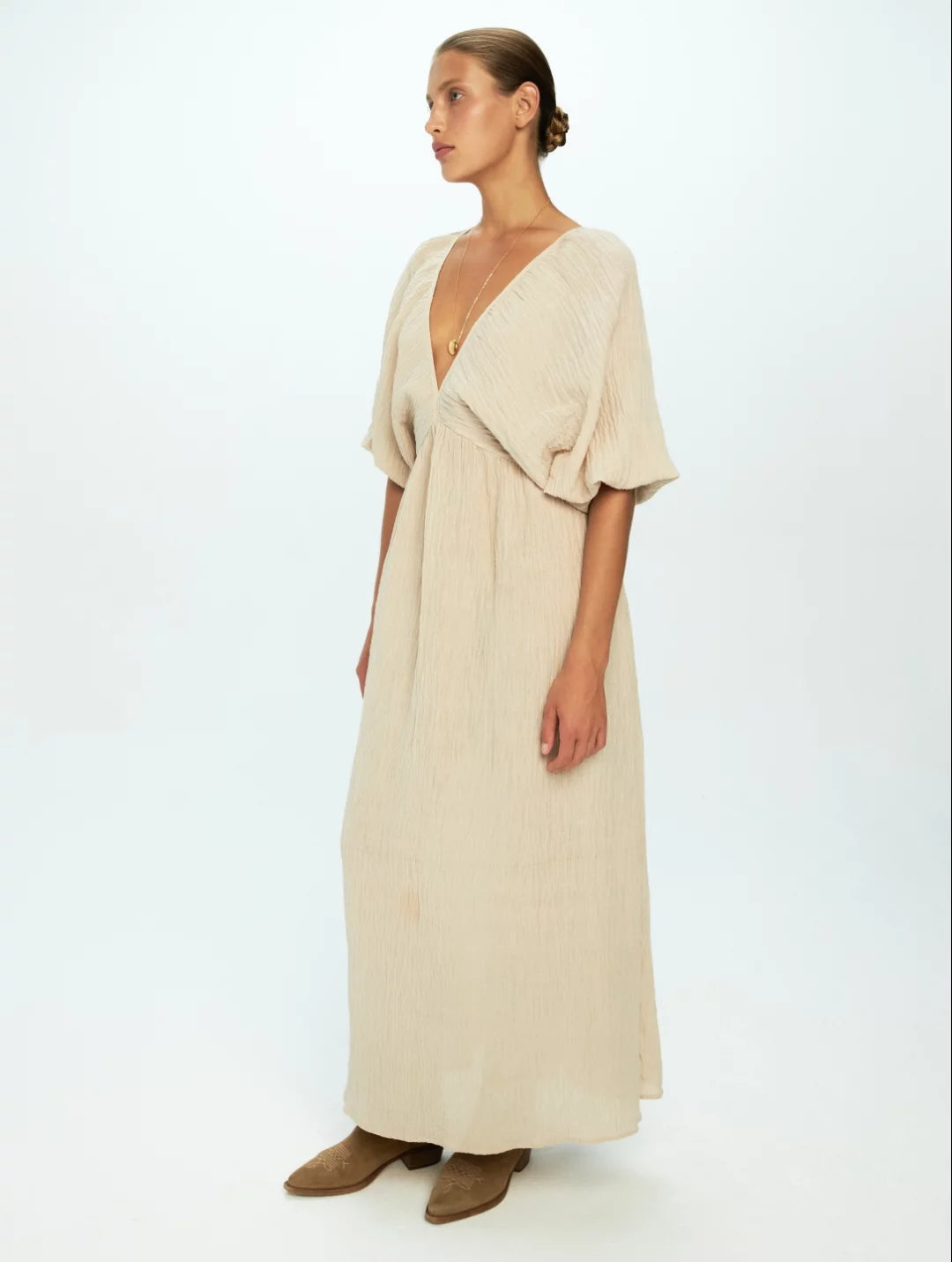 Victoria maxi dress linen crinkle