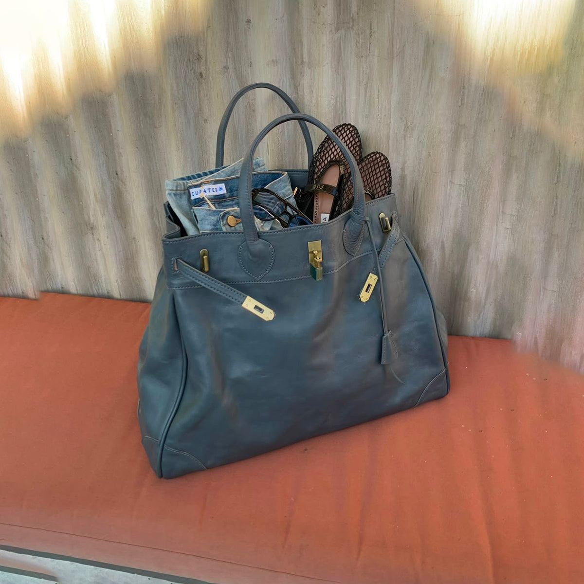 Weekender grey blue bag