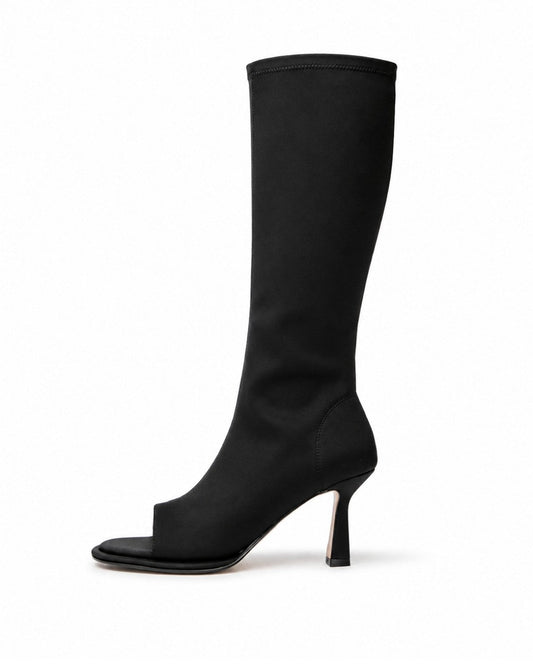 Black Peep-Toe Boots