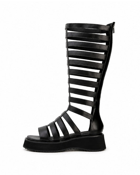 Black Gladiator Knee Boots