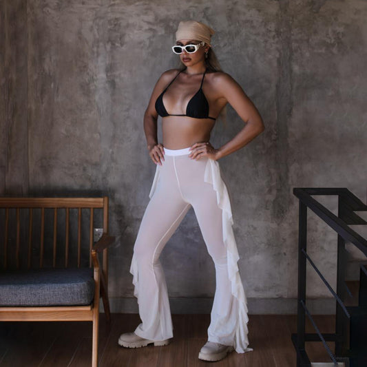 Transparent Mesh Pants White