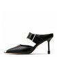 Black Metal Tip Heels
