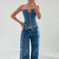 Long Slim Corset Blue Jeans