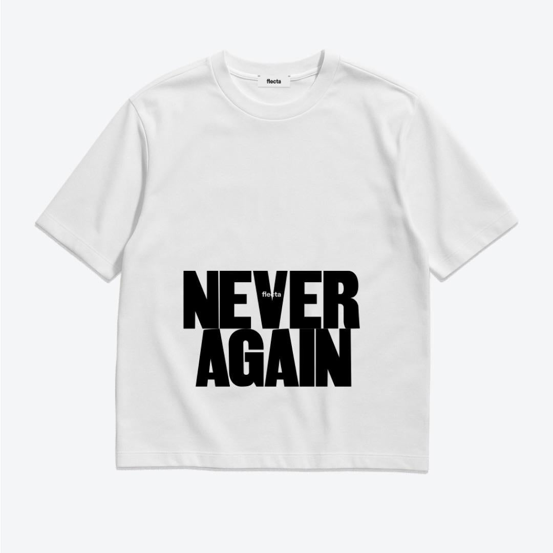 T-shirt NEVER AGAIN In White