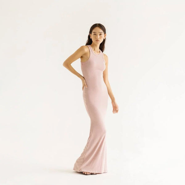 DUSTY ROSE WASHED COTTON TANK MAXI DRESS – Cantik