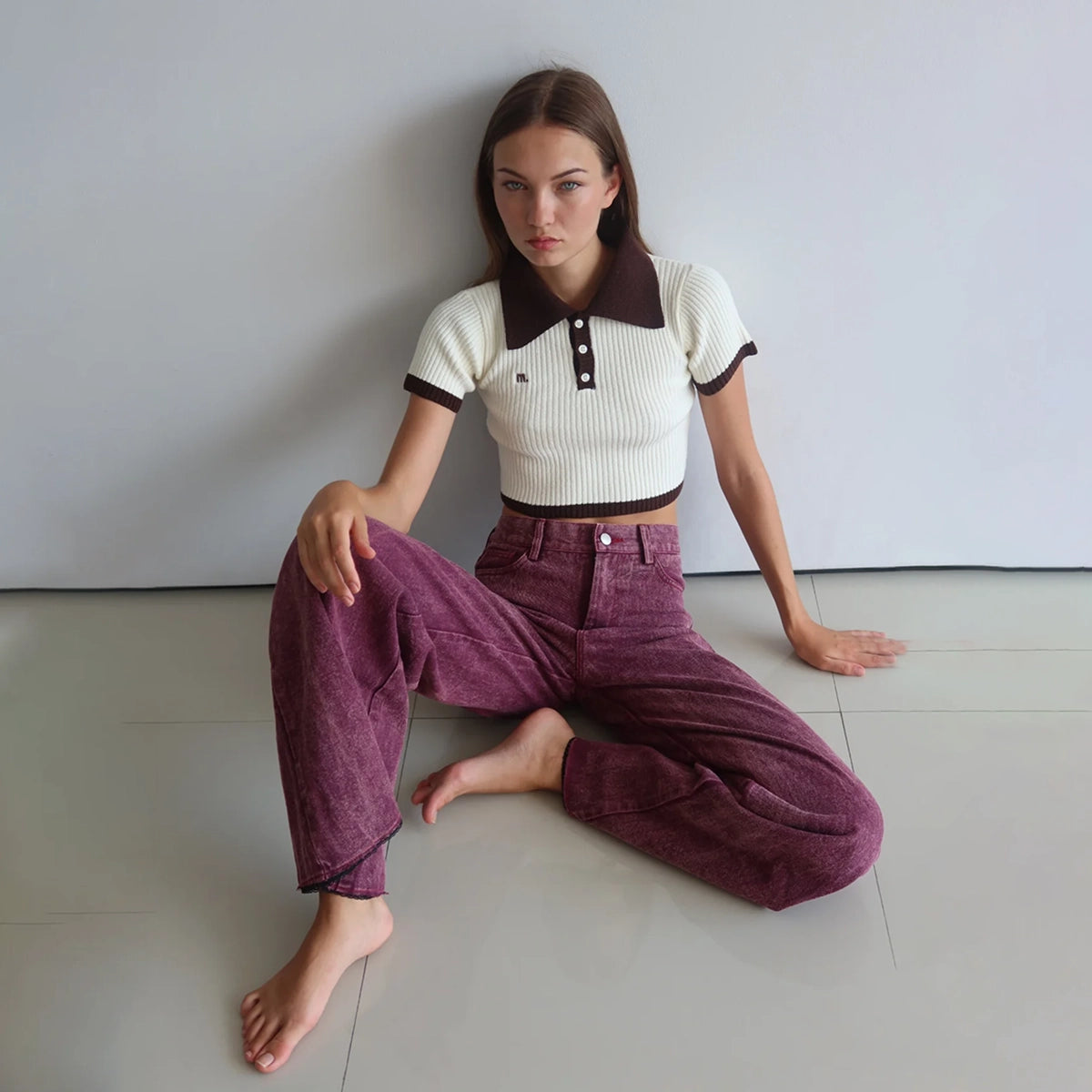 Raw Cut Jeans Maroon