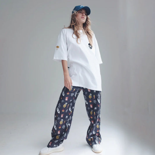LINEN PANTS BBH SIGNATURE PRINT BLACK