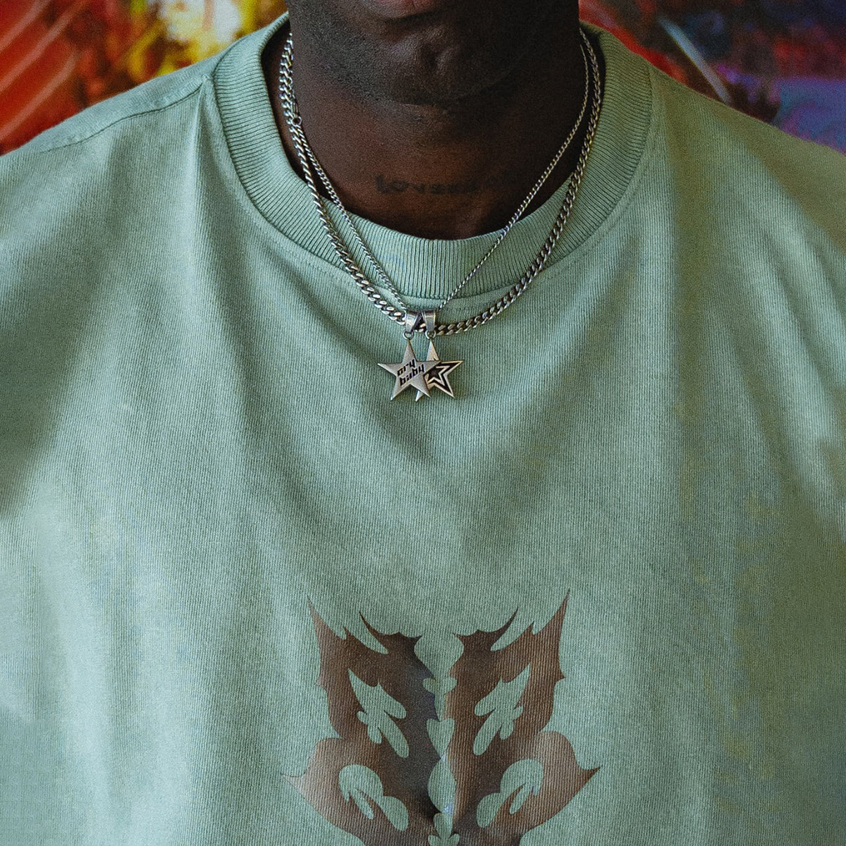TSHIRT TANK STONEWASHED WITH PRINT GREEN