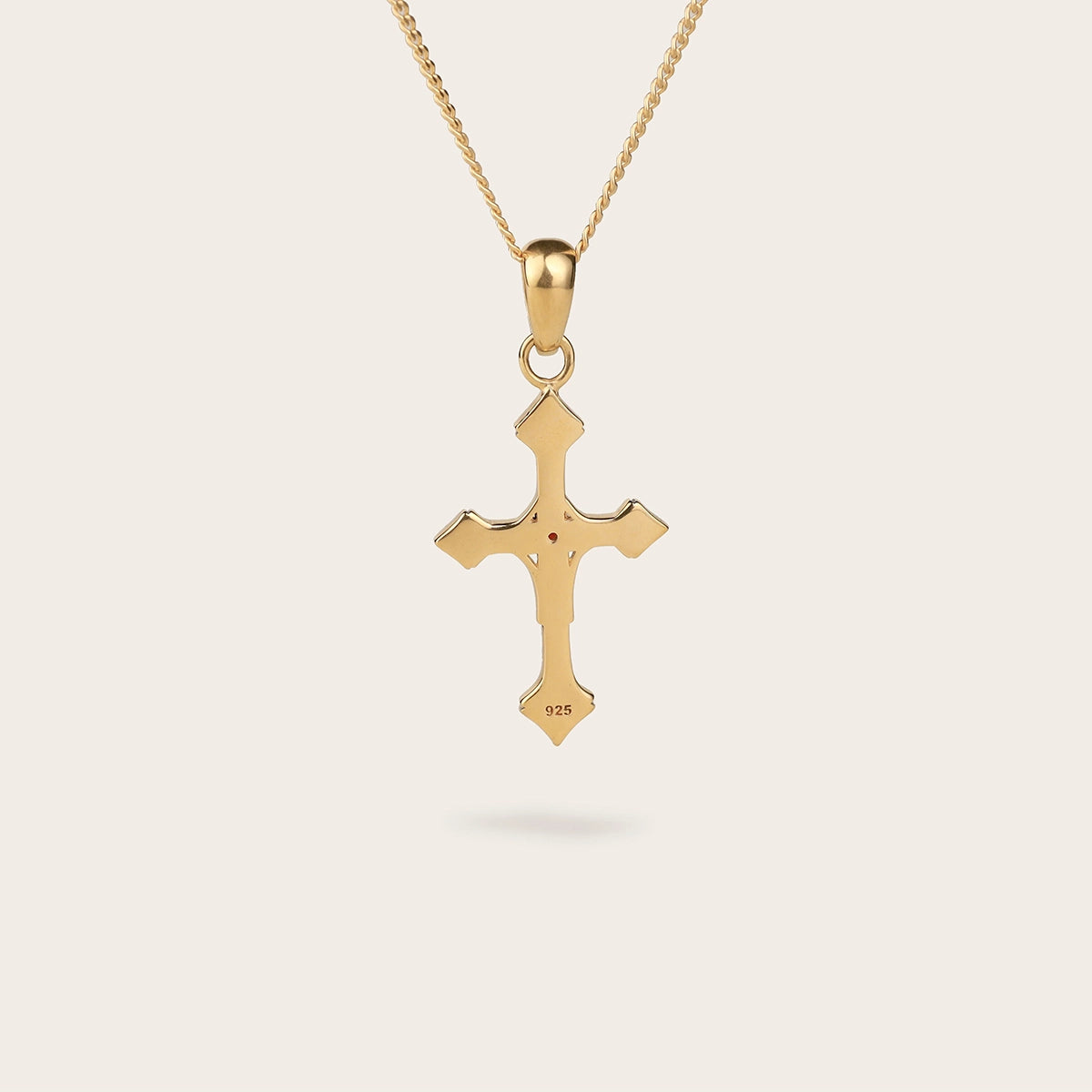 VINTAGE CROSS GEMSTONE NECKLACE IN GOLD