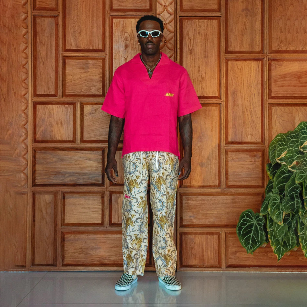 LINEN SHIRT BRIGHT BASE IN NEON PINK