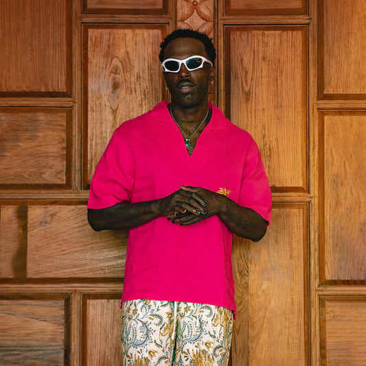 LINEN SHIRT BRIGHT BASE IN NEON PINK