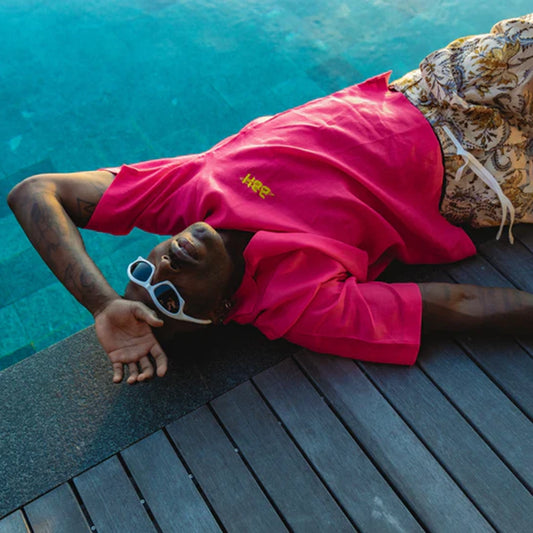 LINEN SHIRT BRIGHT BASE IN NEON PINK