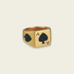 CARD RING WITH BLACK STONE IN GOLD