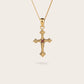 VINTAGE CROSS GEMSTONE NECKLACE IN GOLD