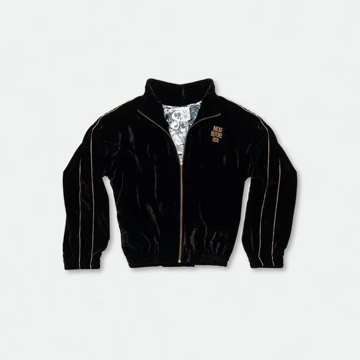 SILK VELVET TRACK JACKET BLACK