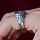 BLUE HEART SIGNET RING IN SILVER