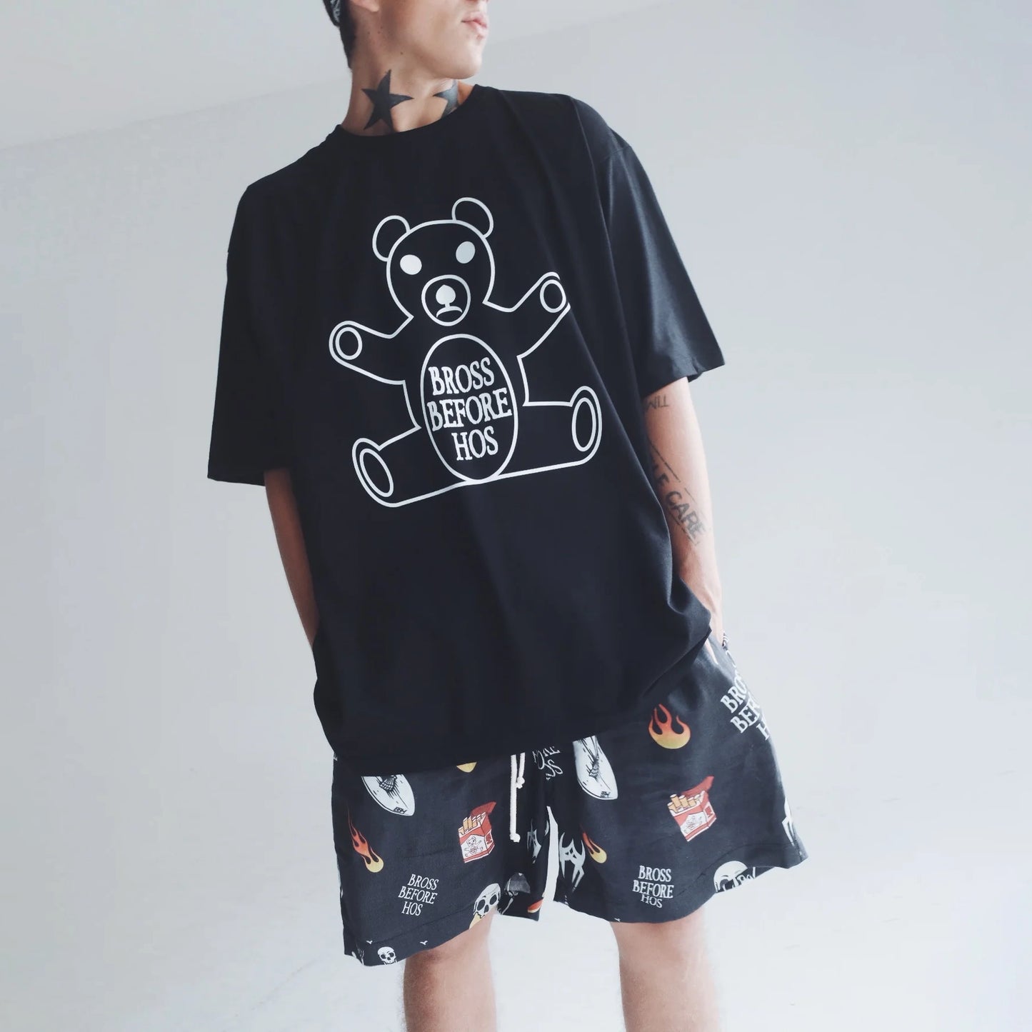 T-SHIRT BEAR PRINT BLACK