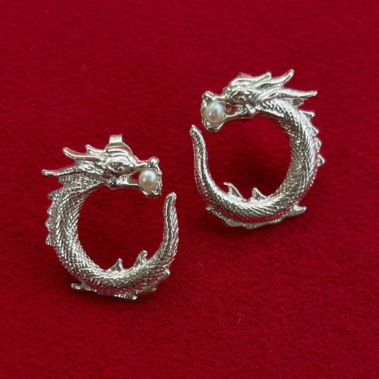Dragon earrings silver