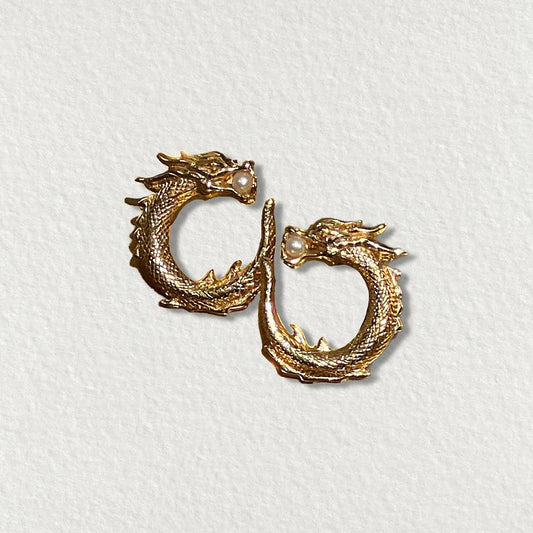 Dragon earrings gold