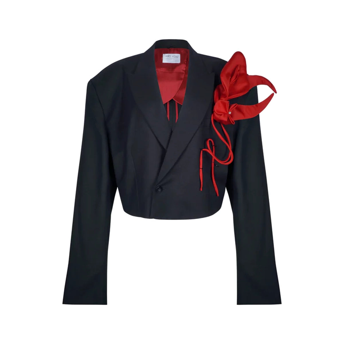 FLOWER CROP JACKET BLACK