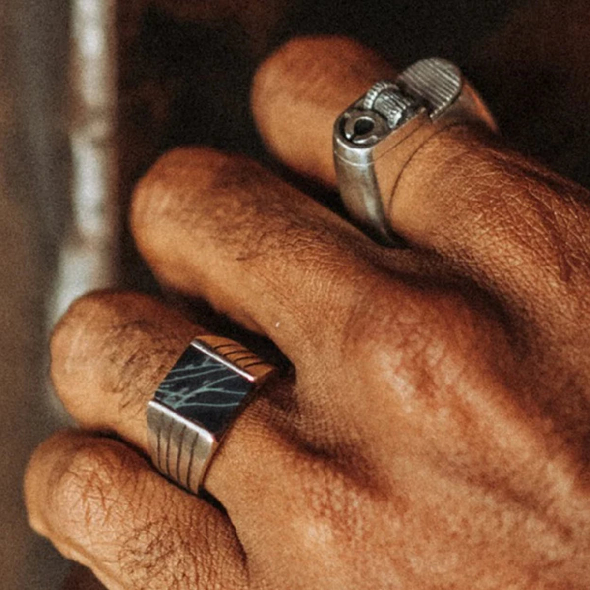 TIE-DYE MARBLE STONE RING IN SILVER