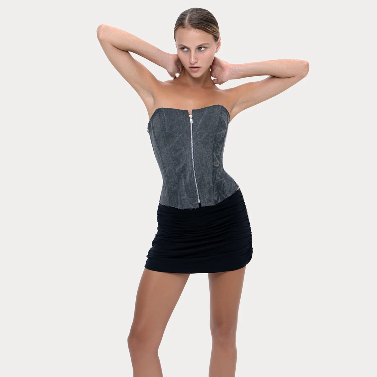 Long Slim Corset Grey Smoke