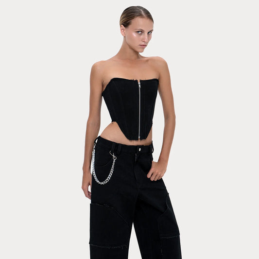 Long U Corset Black
