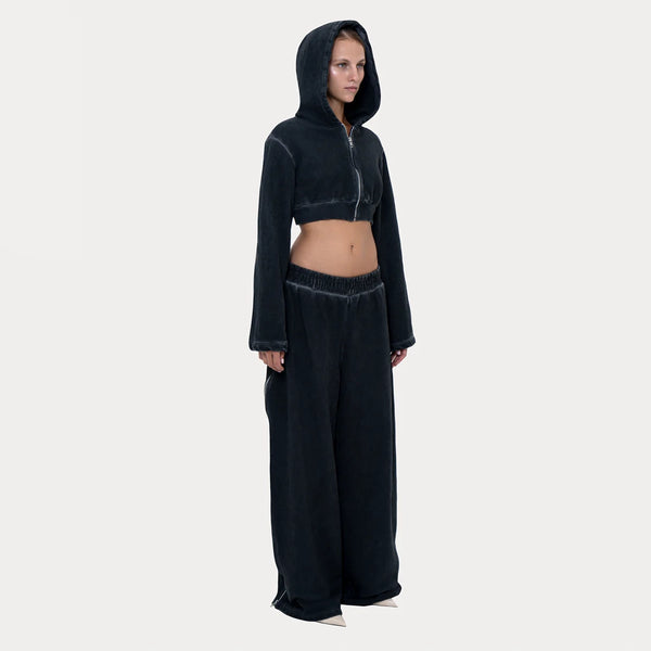 Hoodie Crop Zip Grey – Axum