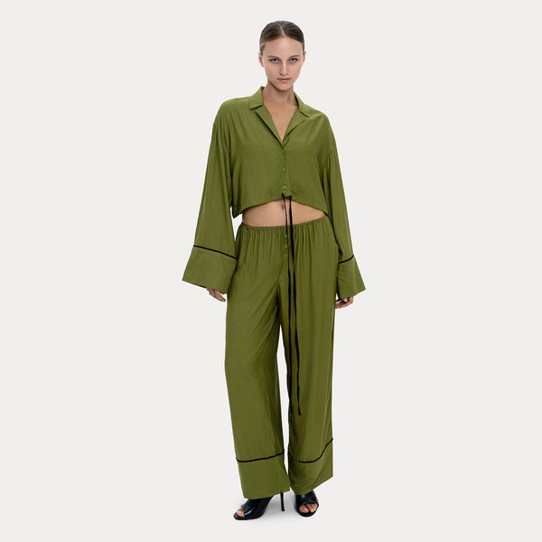 Pajamas Shirt Pants Olive