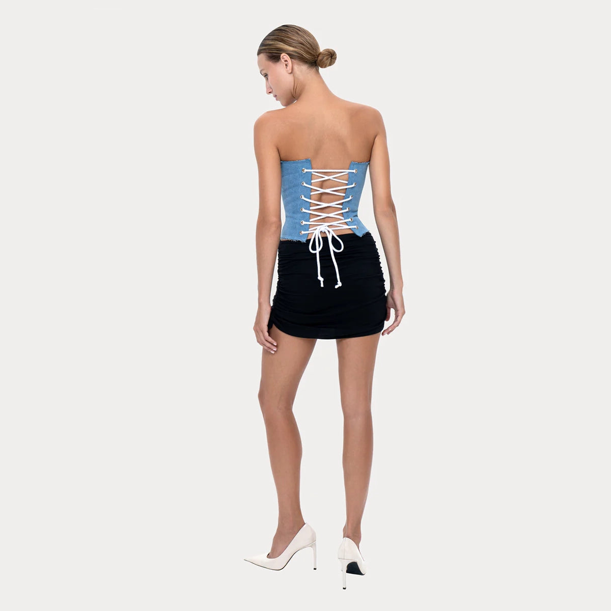 Long Slim Corset Denim Jeans