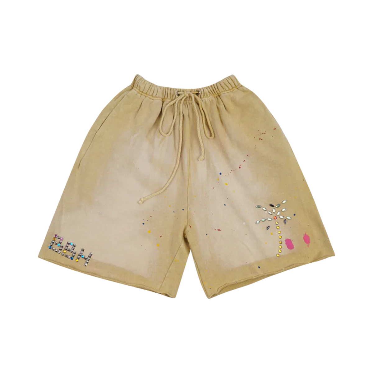 SHORT STONEWASHED WITH DIAMONDS IN YELLOW