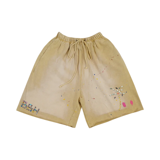 SHORT STONEWASHED WITH DIAMONDS IN YELLOW