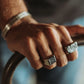 TIE-DYE MARBLE STONE RING IN SILVER