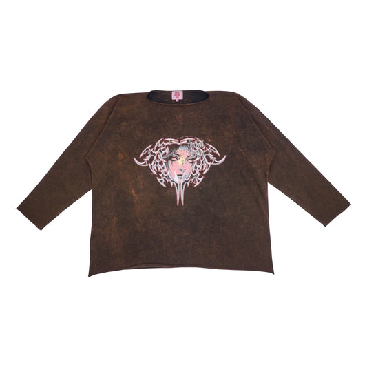 LONGSLEEVE FACE PRINT BROWN