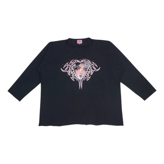 LONGSLEEVE FACE PRINT BLACK