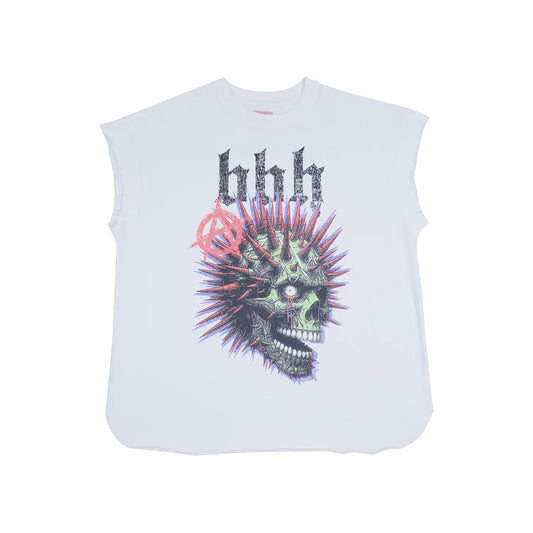 TSHIRT TANK SKULL PRINT WHITE