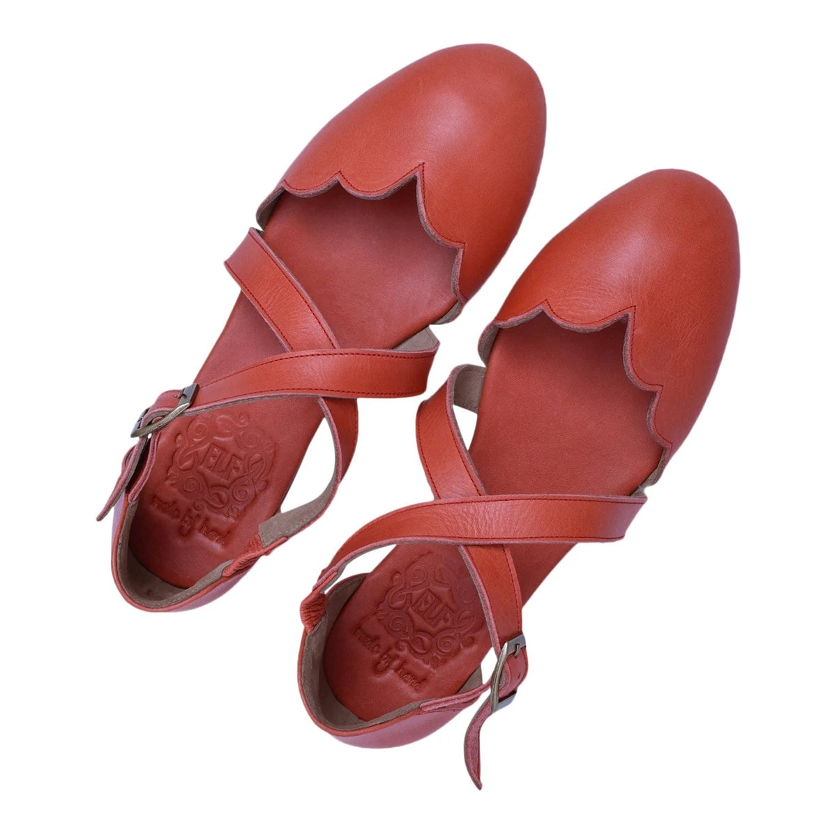 Mangrove Leather Flats In Red