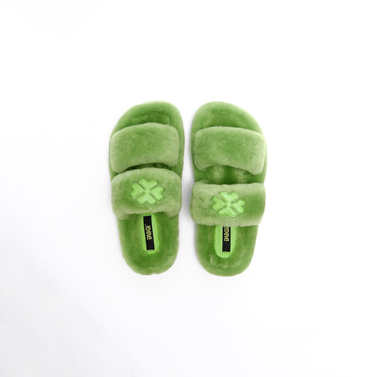 Fur Lime Sandals