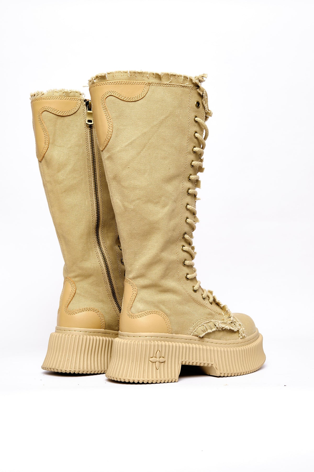 Beige Knee-High Boots