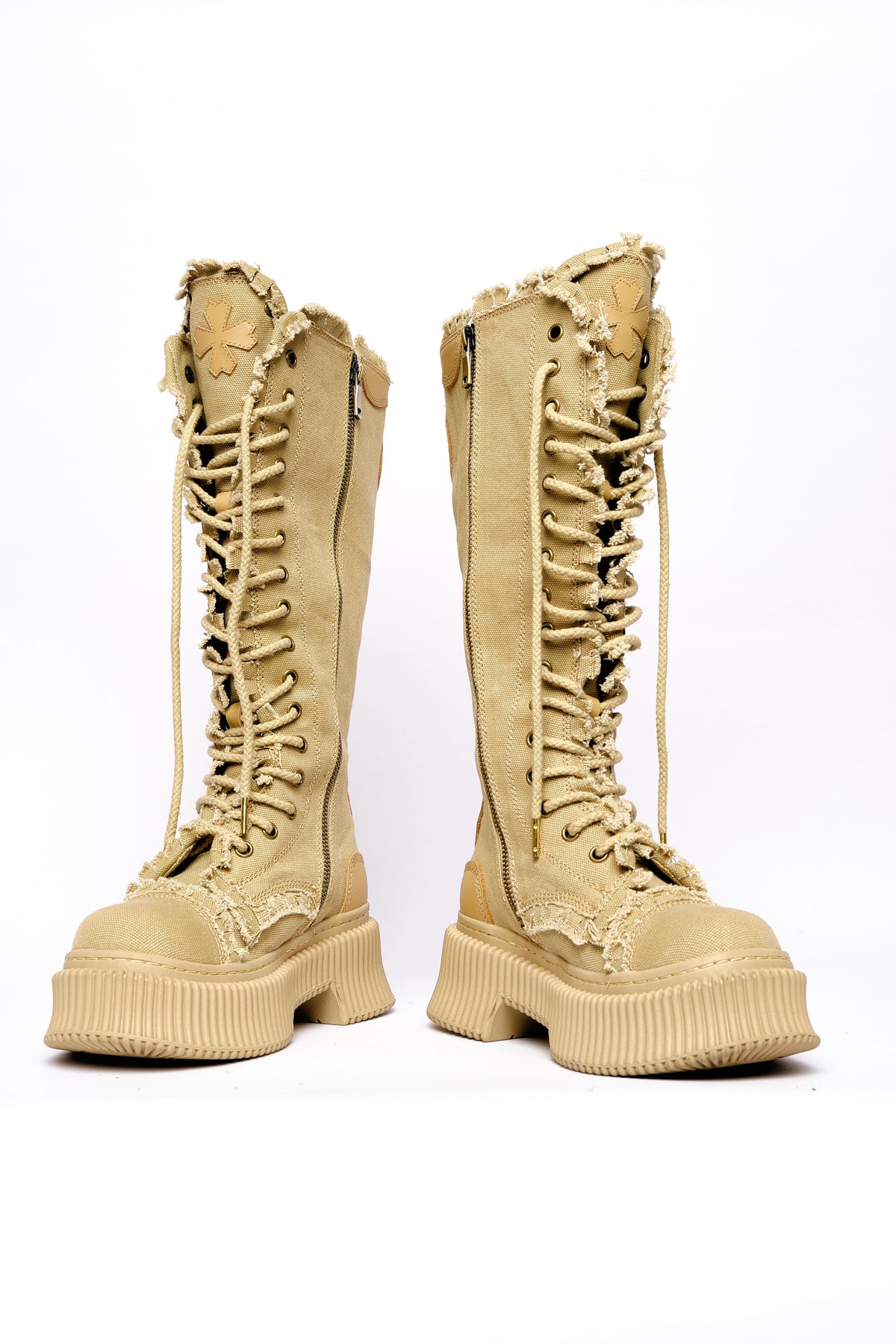 Beige Knee-High Boots