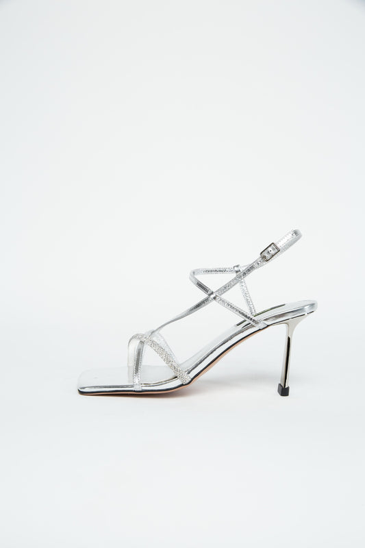 Glitter Strap Silver Heels