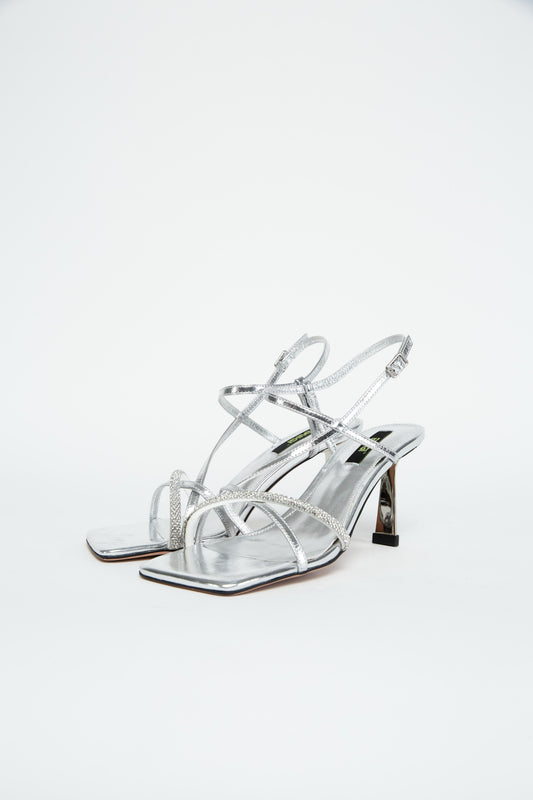 Glitter Strap Silver Heels