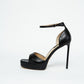 Black Croc-Effect Platform Heels