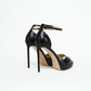 Black Croc-Effect Platform Heels