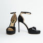 Black Croc-Effect Platform Heels