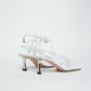 White Sculpted Heel Sandals