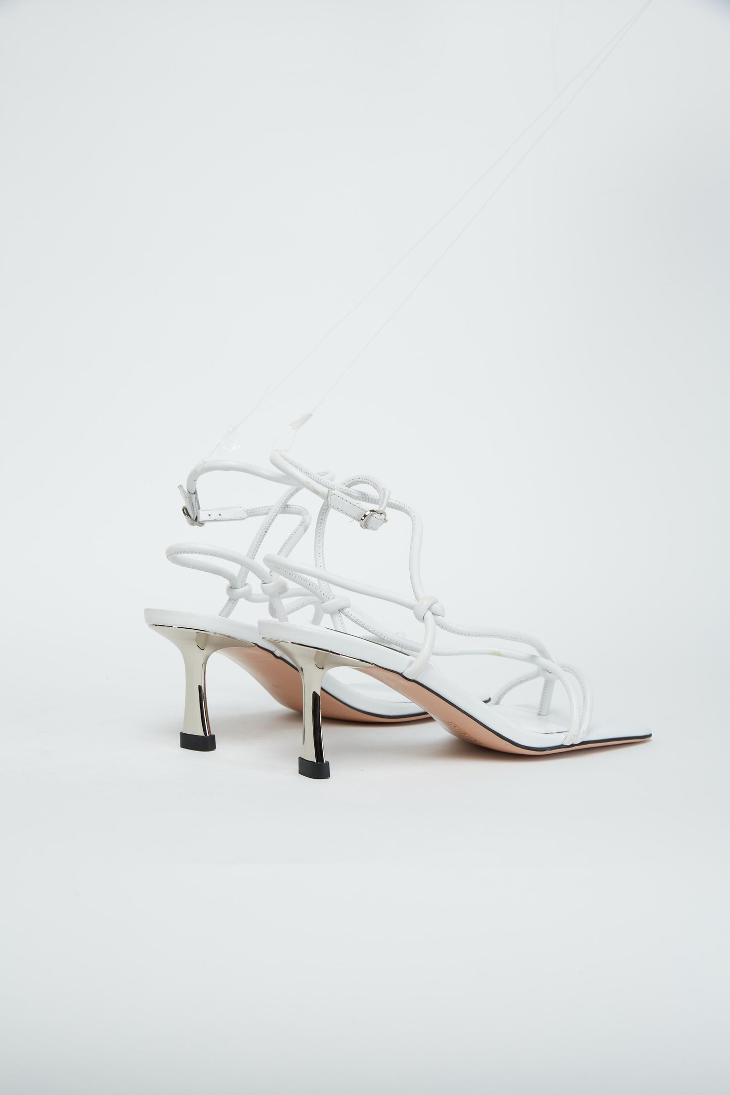 White Sculpted Heel Sandals