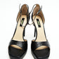 Black Croc-Effect Platform Heels