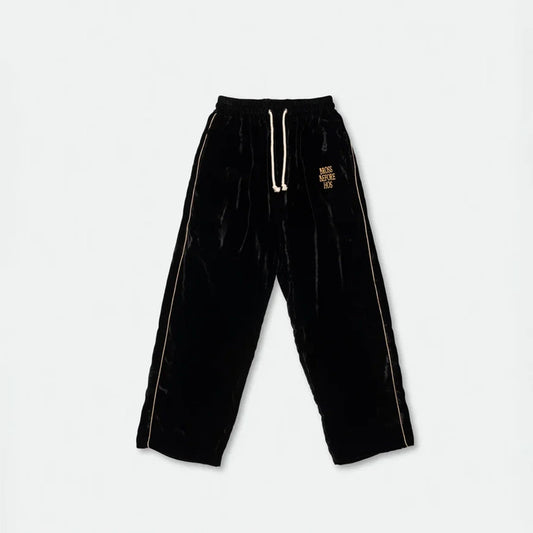 SILK VELVET TRACK PANTS BLACK