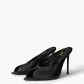 Pair of black genuine leather stiletto mules